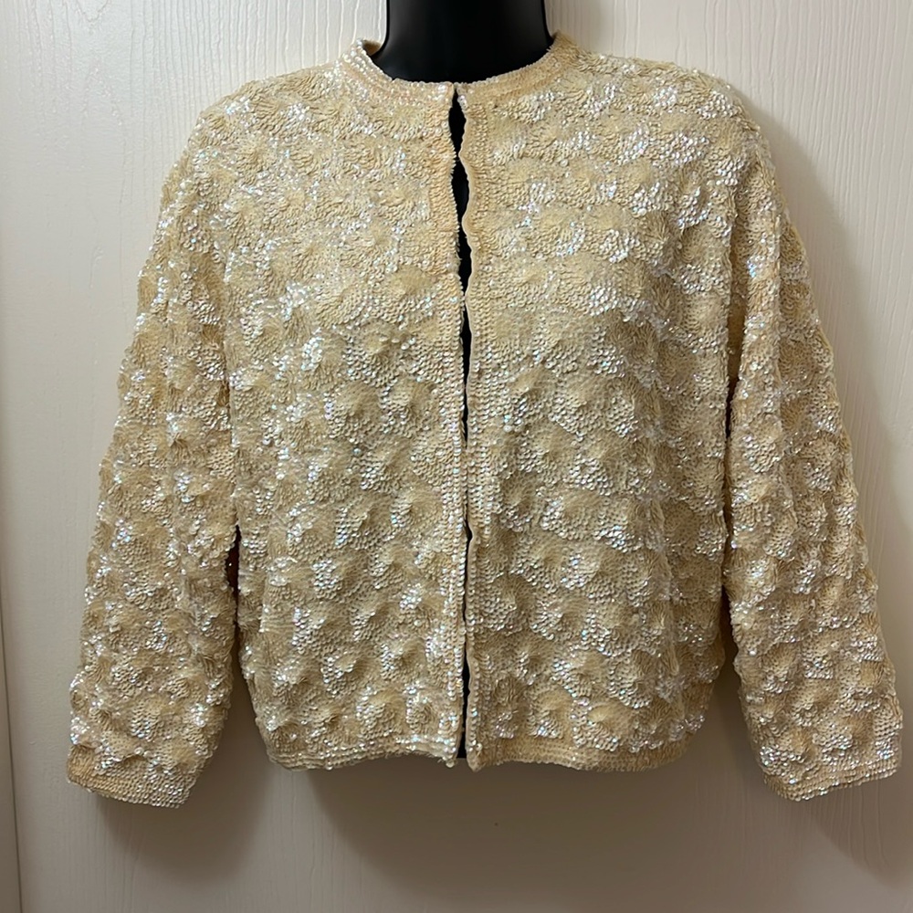 Vintage fish scale opal jersey style sweater/jacket